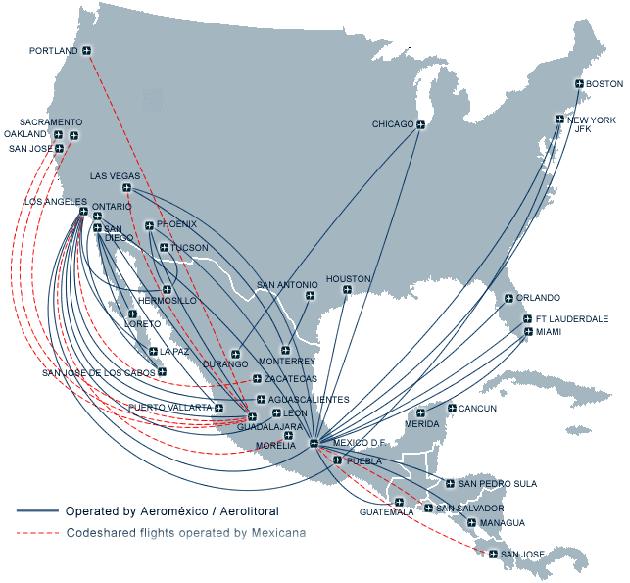 Aeromexico Route Map